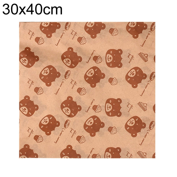 100sheets /Pack Bear Pattern Greaseproof Paper Baking Wrapping Paper Food Basket Liners Paper 30x40cm - Retail Packaging by buy2fix | Online Shopping UK | buy2fix