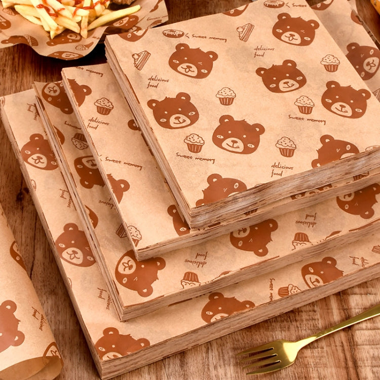 100sheets /Pack Bear Pattern Greaseproof Paper Baking Wrapping Paper Food Basket Liners Paper 30x40cm - Retail Packaging by buy2fix | Online Shopping UK | buy2fix