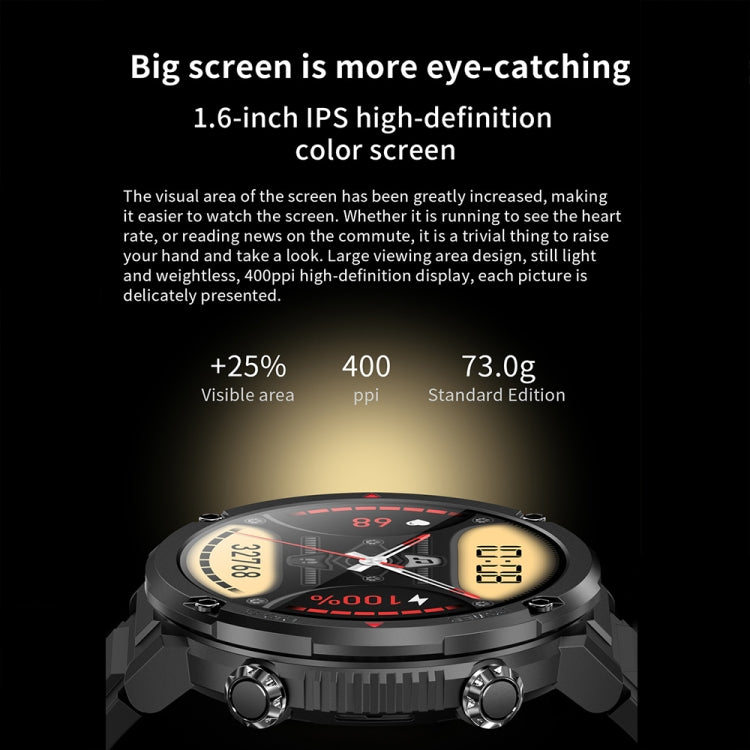 T30 1.6-inch Outdoor Sports Waterproof Smart Music Bluetooth Call Watch, Color: Black - Smart Watches by buy2fix | Online Shopping UK | buy2fix