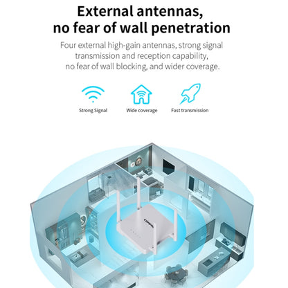 COMFAST CF-N1 V2  300Mbps WIFI4 Wireless Router With 1 Wan + 4 Lan RJ45 Ports,EU Plug - Wireless Routers by COMFAST | Online Shopping UK | buy2fix