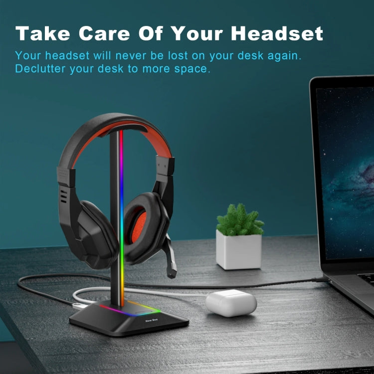 New Bee Dual Output Colorful Headset Display Rack HUB Expansion Headphone Holder, Color: Z9 Without Extended Interface Black - Headset Stand by buy2fix | Online Shopping UK | buy2fix
