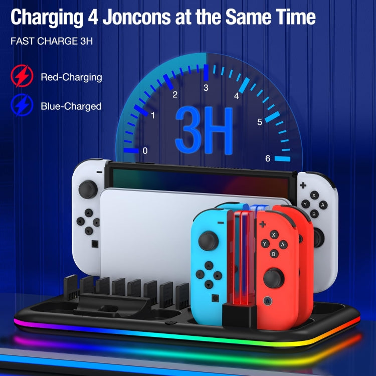 For Nintendo Switch / OLED Charging Dock Station Controller Charger with RGB Light(Black) - Charger & Power by buy2fix | Online Shopping UK | buy2fix