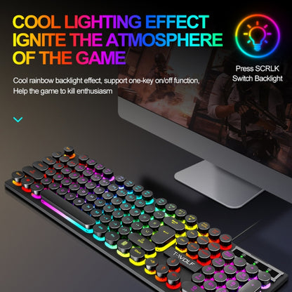 T-WOLF T80 104-Keys RGB Illuminated Office Game Wired Punk Retro Keyboard, Color: Pink - Wired Keyboard by T-WOLF | Online Shopping UK | buy2fix