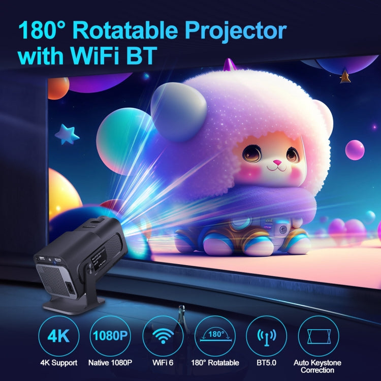 HY320 1080P 390ANSI 4K Android 11 Projector With Wifi 6 Bluetooth 5.0 Support Miracast / Airplay / DLNA US Plug - LED Projector by buy2fix | Online Shopping UK | buy2fix