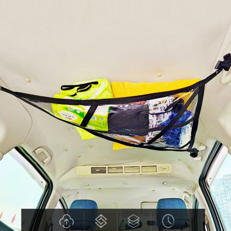 SUV Ceiling Storage Net Car Roof Mesh Storage Bag Suitable For 3-handle Models, Specification: Transparent PVC+Reinforcement Webbing - Stowing Tidying by buy2fix | Online Shopping UK | buy2fix