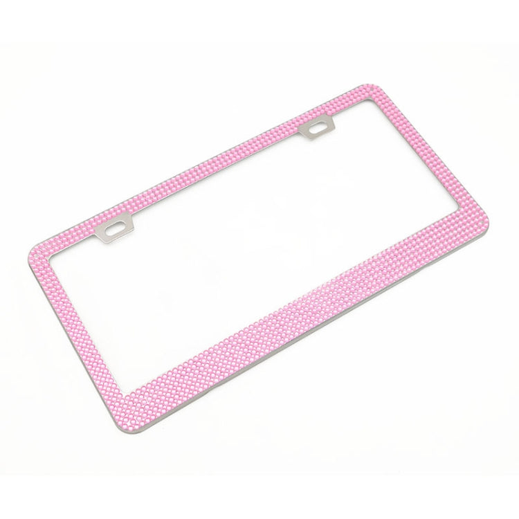 US Standard Stainless Steel License Plate Modified Frame With Diamonds, Color: Square Hole Pink Diamond - License Plate Covers & Frames by buy2fix | Online Shopping UK | buy2fix