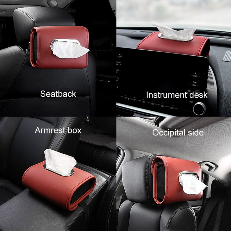 Auto Armrest Tissue Box Car Seat Back Hanging Napkin Pack Cover(Black) - Tissue Boxes by buy2fix | Online Shopping UK | buy2fix
