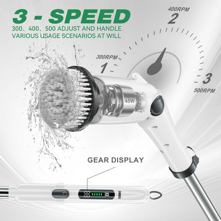 Multifunctional Long and Short Dual Purpose Electric Cleaning Brush Kitchen Bathroom Window Floor Brush(White) - Sponges, Cloths & Brushes by buy2fix | Online Shopping UK | buy2fix