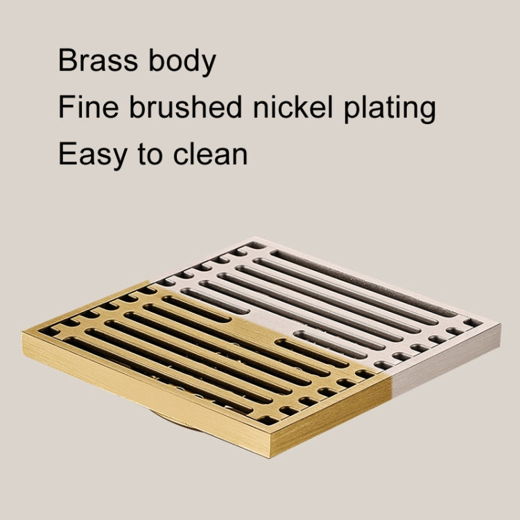 All Copper Brushed Anti-Odor Floor Drain Gravity Copper Core Bathroom Floor Drain, Specification: 8x20cm Long Medium Drain - Drain Strainers by buy2fix | Online Shopping UK | buy2fix