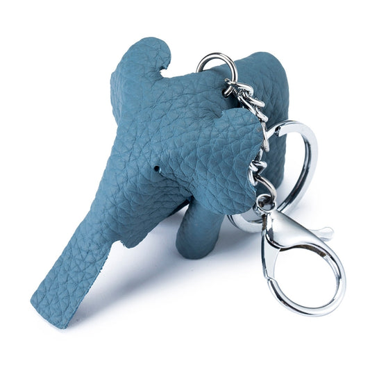 Leather Cute Elephant Keychain Car Key Pendant Bag Doll Decoration(Denim Blue) - Key Rings by buy2fix | Online Shopping UK | buy2fix