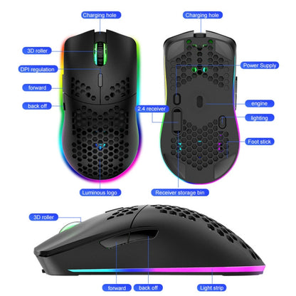 XUNSVFOX XYH80 Hollow Hole Rechargeable Wireless Gaming Mouse RGB Light Computer Office Mouse(Blue) - Wireless Mice by XUNSVFOX | Online Shopping UK | buy2fix