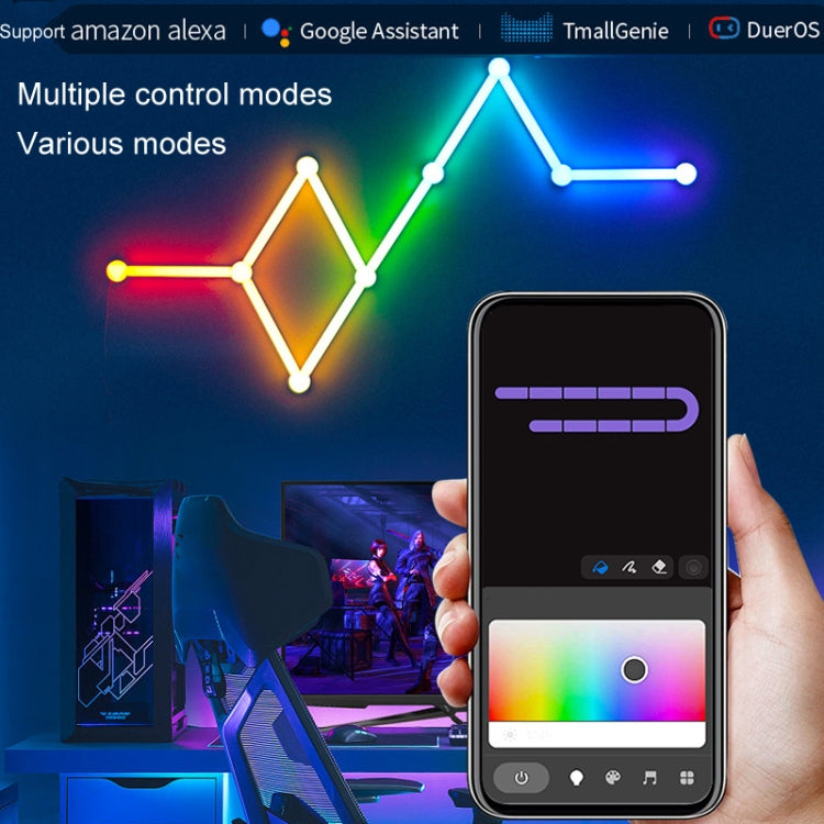 JSK-P26 Smart WiFi Bluetooth Version RGB Direct Illumination Phantom Splicing Light, Support Amazon Alexa / Google Assistant / DuerOS, Style: 9 Sections+AU Plug Adapter(White) - Novelty Lighting by buy2fix | Online Shopping UK | buy2fix