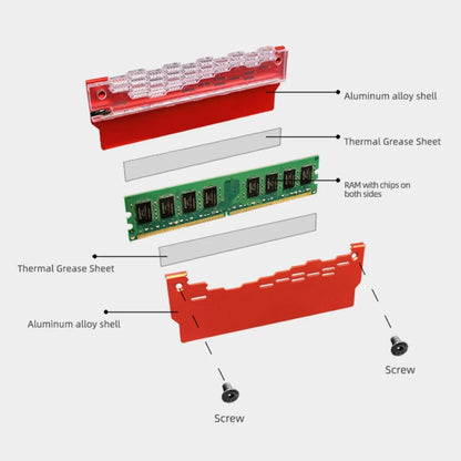 COOLMOON RA-2 Heatsink Cooler ARGB Colorful Flashing Memory Bank Cooling Radiator For PC Desktop Computer Accessories(Red) - Fan Cooling by COOLMOON | Online Shopping UK | buy2fix