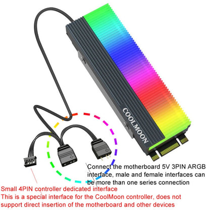 COOLMOON CM-M2A M.2 2280 Solid State Drive Cooler 5V ARGB Hard Drive Heatsink(Gray) - Fan Cooling by COOLMOON | Online Shopping UK | buy2fix