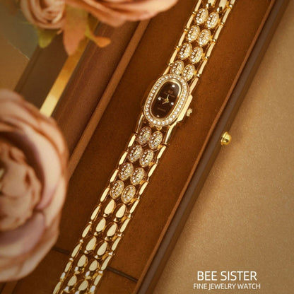 BS Bee Sister Stainless Steel Ladies Bracelet Watch Diamond Wristwatch(Golden Silver) - Metal Strap Watches by BS Bee Sister | Online Shopping UK | buy2fix