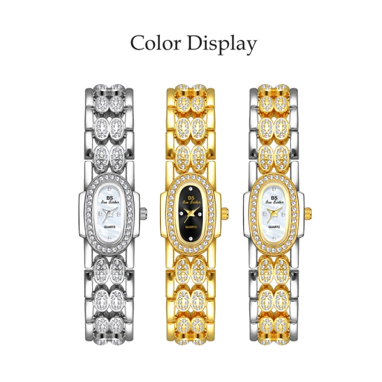 BS Bee Sister Stainless Steel Ladies Bracelet Watch Diamond Wristwatch(Golden Silver) - Metal Strap Watches by BS Bee Sister | Online Shopping UK | buy2fix