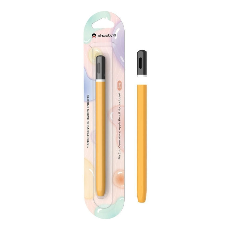 For Apple Pencil 2 AhaStyle JY16-2 Silicone Case Retro Non-slip and Anti-drop Pen Cover(Yellow) - Pencil Accessories by AhaStyle | Online Shopping UK | buy2fix