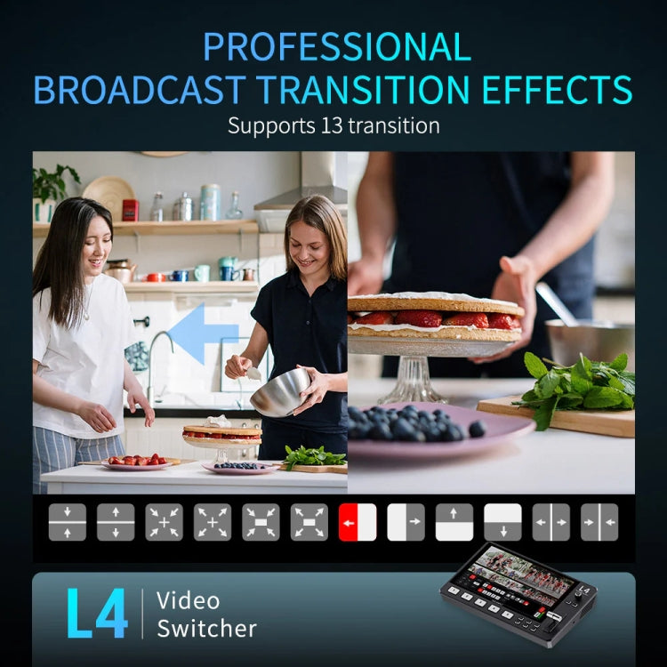 FEELWORLD L4 Multi-Camera Video Mixer Switcher 10.1" Touch Screen USB 3.0 Fast Streaming(AU Plug) - On-camera Monitors by FEELWORLD | Online Shopping UK | buy2fix