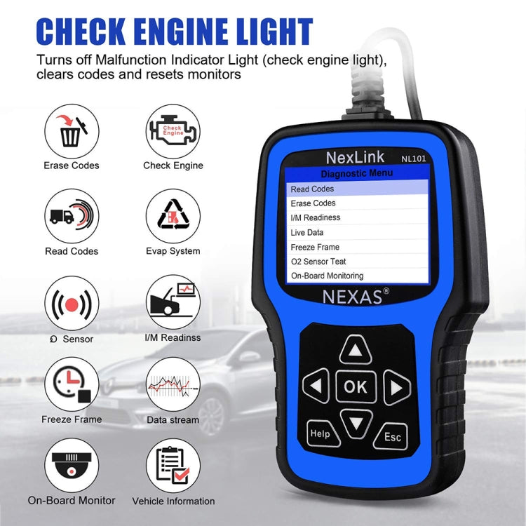 Nexas NL101 Universal OBD2 Scanner Diagnostic Tool & Battery Tester With OBDII - Electronic Test by Nexas | Online Shopping UK | buy2fix