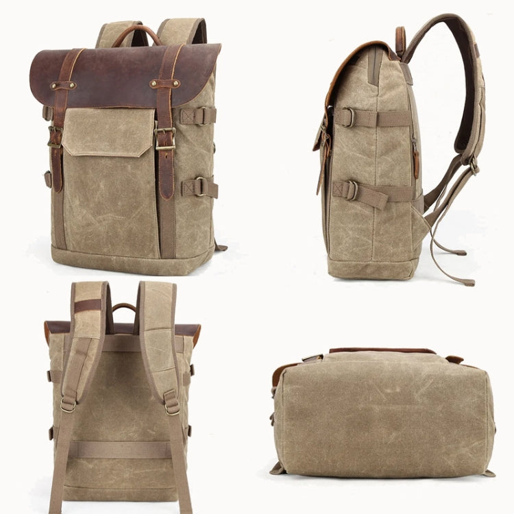 Vintage Camera Bag Waterproof  Canvas Backpack with Laptop Compartment Tripod Holder(Army Green) - Backpack by buy2fix | Online Shopping UK | buy2fix