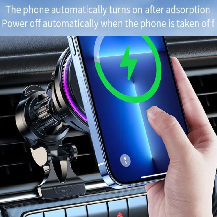 15W Car Wireless Charger Semiconductor Heat Dissipation Mobile Phone Holder RGB Light(Black) - Wireless Charger Holders by buy2fix | Online Shopping UK | buy2fix