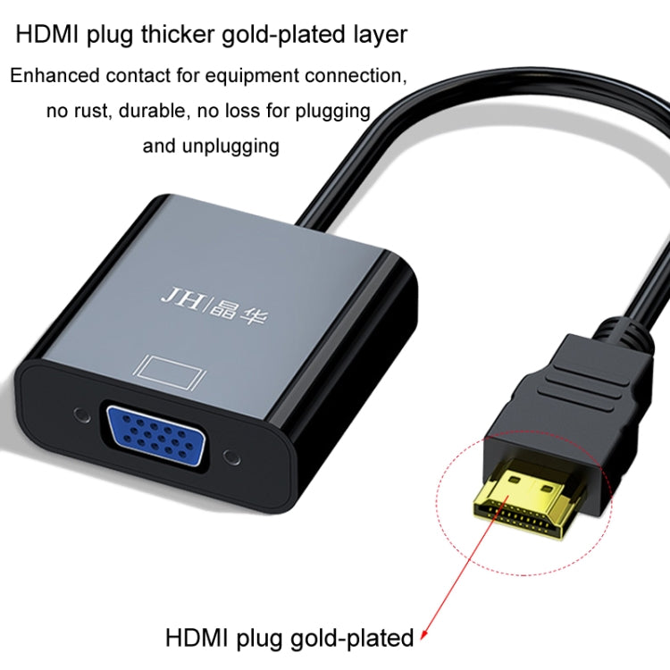 JINGHUA HDMI To VGA Adapter Cable Laptop Video Converter, Color: With Audio Black - VGA Converter by JINGHUA | Online Shopping UK | buy2fix