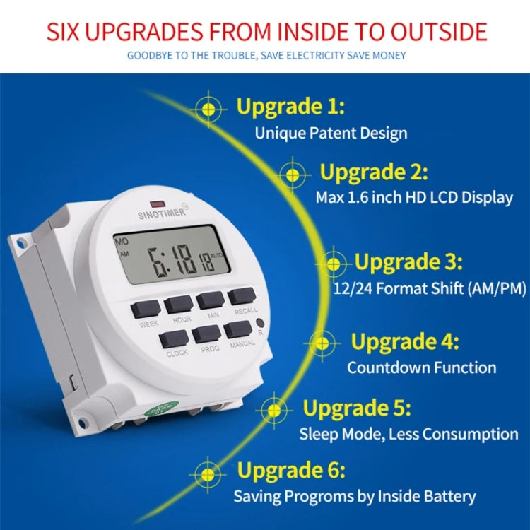 SINOTIMER TM618N-4 12V 7 Days Weekly Programmable Digital Electronic Timer Switch - Switch by SINOTIMER | Online Shopping UK | buy2fix