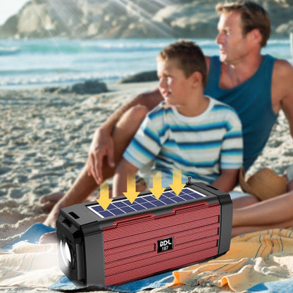 BDL-187 LED Light Solar Wireless Bluetooth Speaker Portable Outdoor Camping FM Radio(Red) - Radio Player by buy2fix | Online Shopping UK | buy2fix