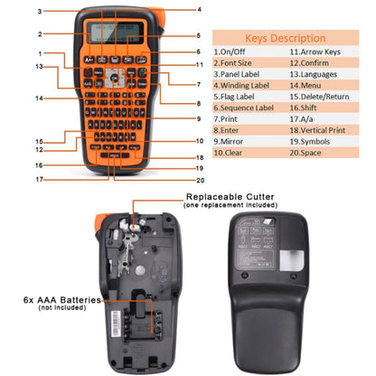 Phomemo E1000 Handheld Industrial Label Maker Thermal Transfer Printer with Keyboard, US Plug(Orange) - Printer by Phomemo | Online Shopping UK | buy2fix