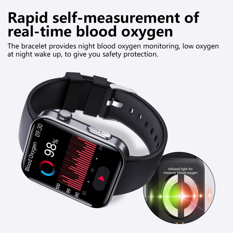 F300  2.1-Inch Screen Smart Watch Supports Bluetooth Calls/ECG/Blood Composition Analysis/50+ Sports Modes, Color: Black Gray Silicone - Smart Watches by buy2fix | Online Shopping UK | buy2fix