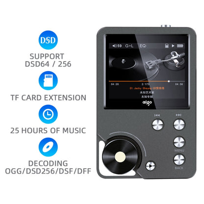 With 64GB TF Card HIFI Lossless DSD256 Music Player Sports MP3(Silver Gray) - MP3 Player by buy2fix | Online Shopping UK | buy2fix