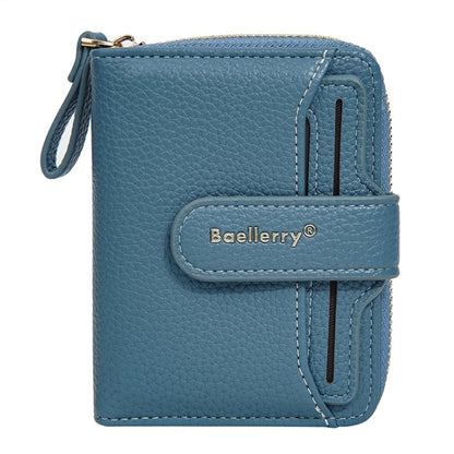 Baellerry N1915 Lychee Pattern Multi-card Slot Zipper Women Short Wallet(Dark Blue) - Wallets by Baellerry | Online Shopping UK | buy2fix