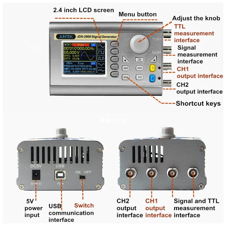 JUNTEK Programmable Dual-Channel DDS Function Arbitrary Waveform Signal Generator, Frequency: 50MHz(AU Plug) - Other Tester Tool by buy2fix | Online Shopping UK | buy2fix