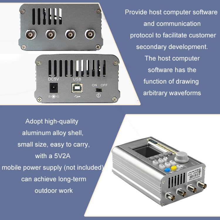 JUNTEK Programmable Dual-Channel DDS Function Arbitrary Waveform Signal Generator, Frequency: 15MHz(US Plug) - Other Tester Tool by buy2fix | Online Shopping UK | buy2fix