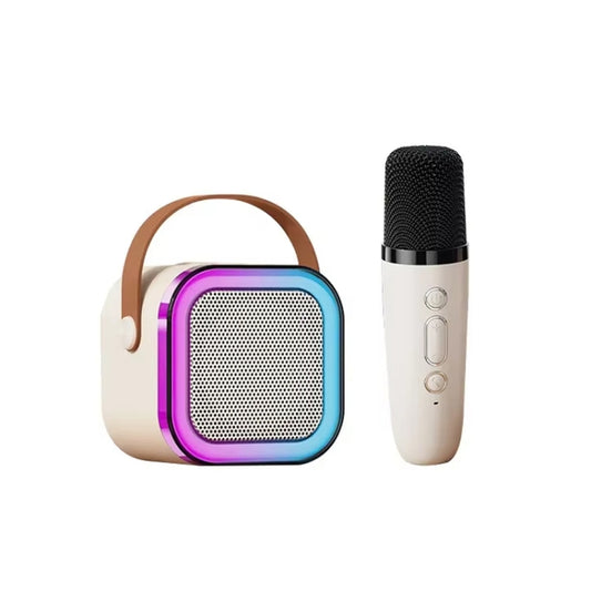 Outdoor Home Portable Wireless Karaoke Sound Cell Phone Integrated Microphone Smart Speaker, Style: With Single Mic White - Mini Speaker by buy2fix | Online Shopping UK | buy2fix