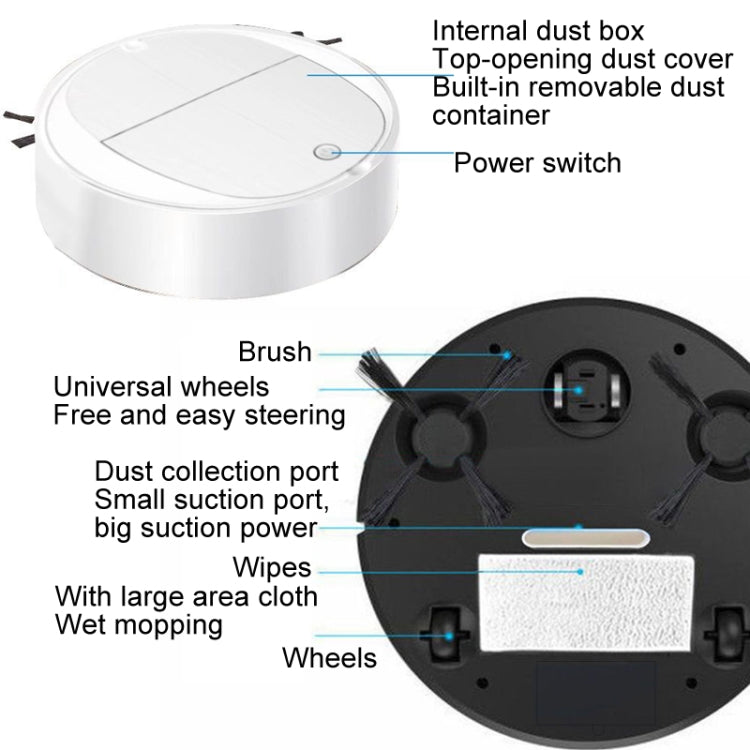 Intelligent Sweeper Robot Home Automatic 3 In 1 Integrated Cleaning Machine Vacuum Cleaner, Style: Rechargeable Black - Robot Vacuum Cleaner by buy2fix | Online Shopping UK | buy2fix