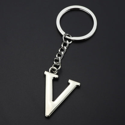 Double-Sided Three-Dimensional Plating Alphabet Keychain, Style: V - Key Rings by buy2fix | Online Shopping UK | buy2fix