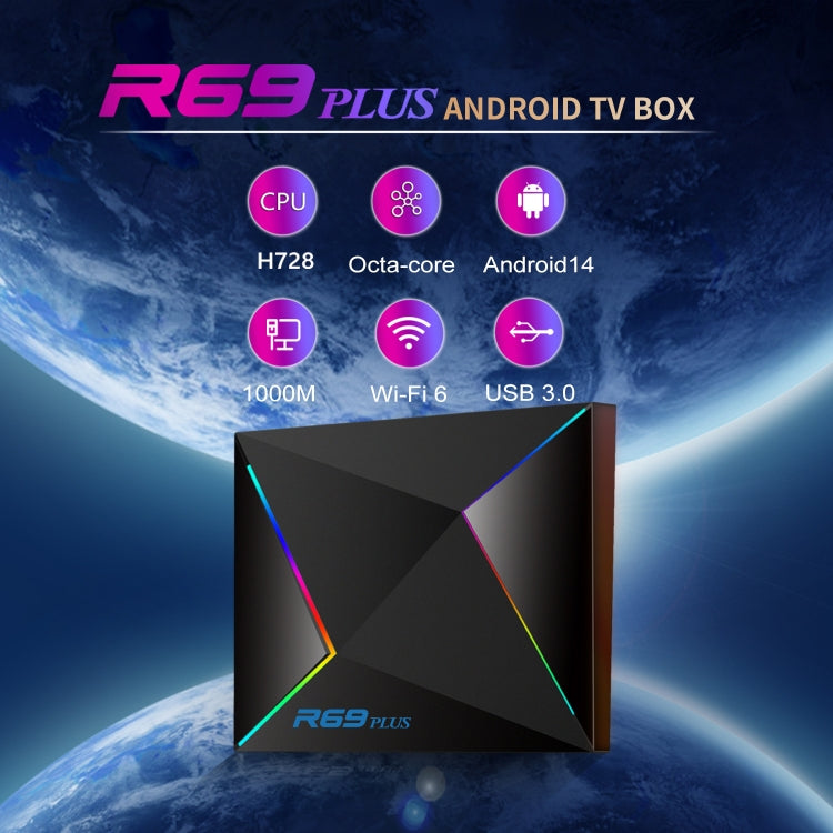 2G+16G UK Plug R69PLUS Allwinner H728 Octa-Core ARM Cortex A55 Android 14 Network Box Player - Others by buy2fix | Online Shopping UK | buy2fix