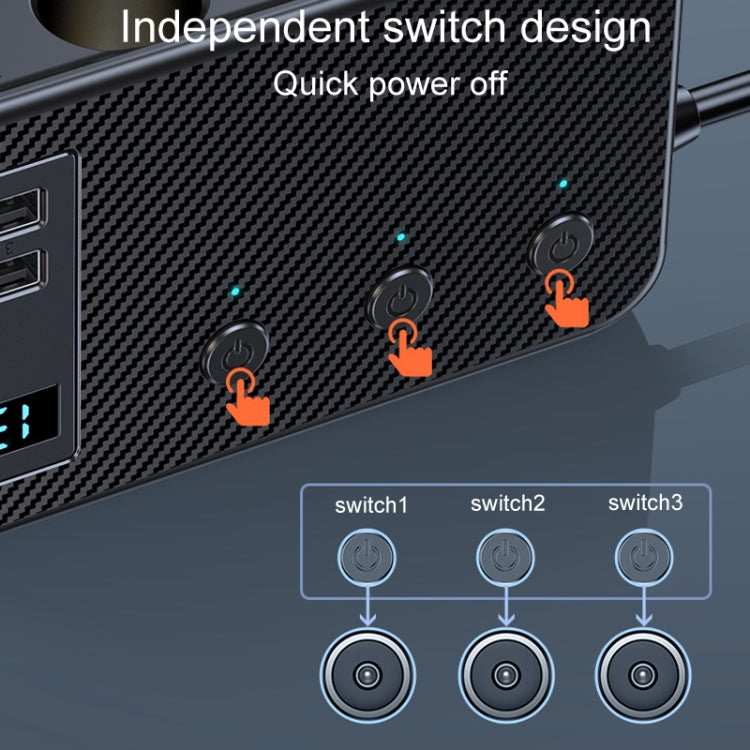 C29 9 In 1 Car Cigarette Lighter Powerful Fast Charger With Voltage Display - Cigar Socket by buy2fix | Online Shopping UK | buy2fix