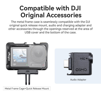 For DJI OSMO Action 5 Pro / 4 / 3 aMagisn Metal Rabbit Cage Protection Frame With Len Cap(Black) - Protection Frame by aMagisn | Online Shopping UK | buy2fix