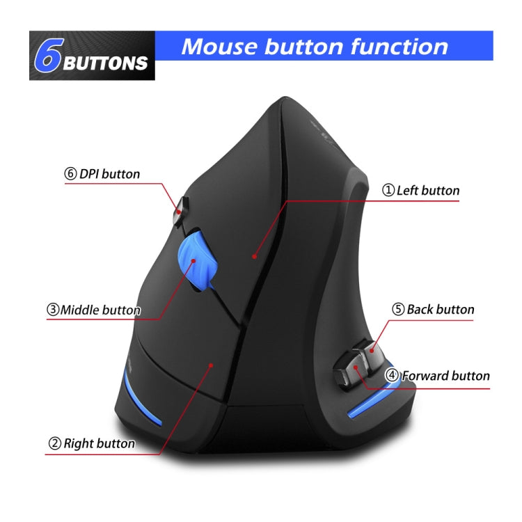 ZELOTES F-35A 6-Buttons Vertical Grip Ergonomic Rechargeable Wireless Mouse(Wireless Version) - Wireless Mice by ZELOTES | Online Shopping UK | buy2fix