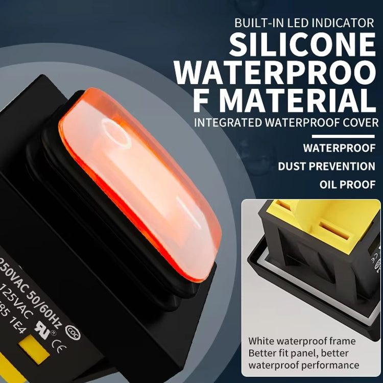 FILN 220V 30A Split Dustproof Boat-type Switch With Light, Specifications: Waterproof 4 Pin 2 Gear Yellow Light - Car Switches by FILN | Online Shopping UK | buy2fix