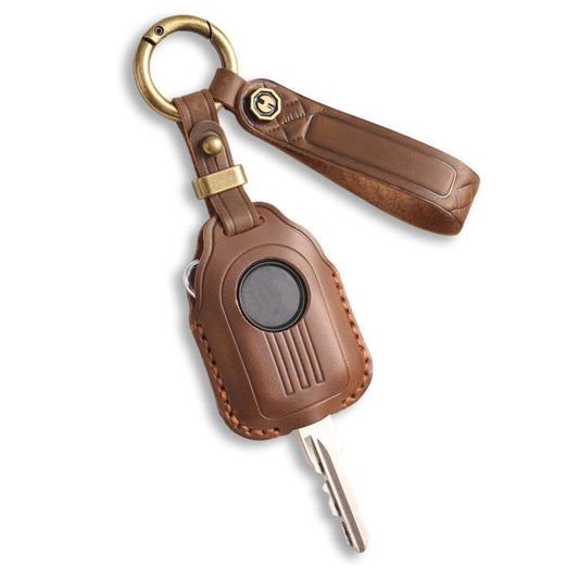 Hallmo For Peugeot Django 150 Motorcycle Natural Cowhide Key Protective Cover(Brown) - Car Key Cases by Hallmo | Online Shopping UK | buy2fix