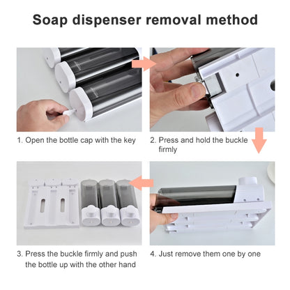 Bosharon Shampoo Shower Gel Box Household Hand Sanitizer Box Bathroom Wall-mounted Punch-free Double-head Soap Dispenser, Style:Double Grid(White) - Soap Dispenser by buy2fix | Online Shopping UK | buy2fix