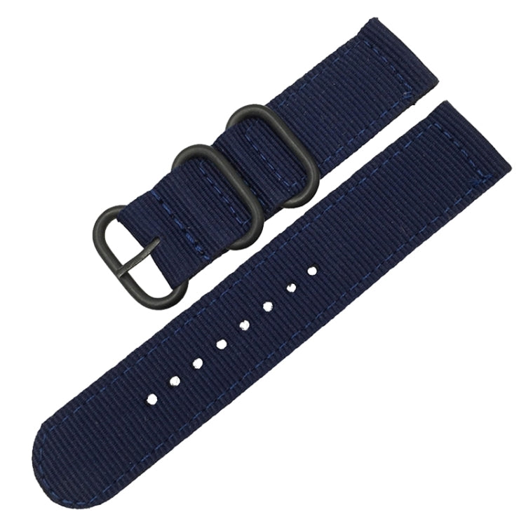 Washable Nylon Canvas Watchband, Band Width:20mm(Dark Blue with Black Ring Buckle) - Watch Accessories & Parts by buy2fix | Online Shopping UK | buy2fix