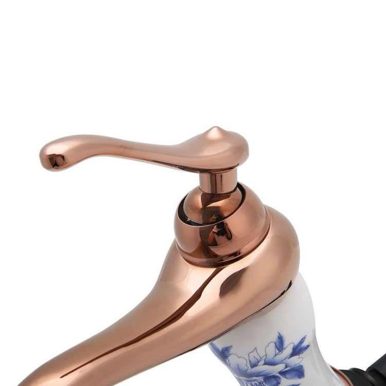 YP-b324 Washbasin All-Bronze Blue And White Porcelain Hot & Cold Faucet - Faucets & Accessories by buy2fix | Online Shopping UK | buy2fix