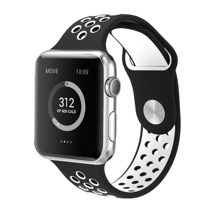 For Apple Watch Series 9&8&7 41mm / SE 3&SE 2&6&SE&5&4 40mm / 3&2&1 38mm Fashionable Classical Silicone Sport Watch Band(Black White) - Watch Bands by buy2fix | Online Shopping UK | buy2fix