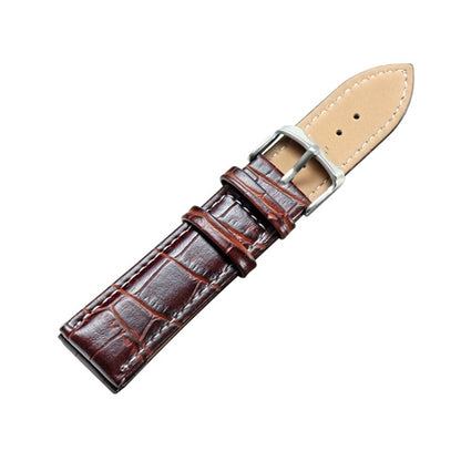 CAGARNY Simple Fashion Watches Band Silver Buckle Leather Watch Band, Width: 22mm(Brown) - Watch Accessories & Parts by CAGARNY | Online Shopping UK | buy2fix