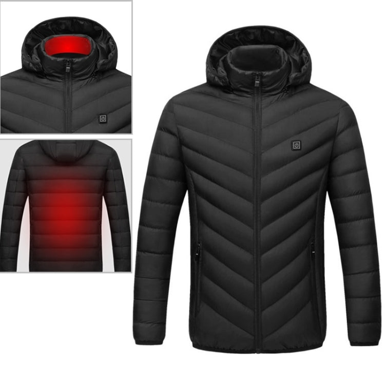 USB Heated Smart Constant Temperature Hooded Warm Coat for Men and Women (Color:Black Size:S) - Down Jackets by buy2fix | Online Shopping UK | buy2fix