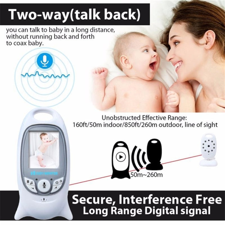 VB601 2.0 inch LCD Screen Hassle-Free Portable Baby Monitor, Support Two Way Talk Back, Night Vision(UK Plug) - Security by buy2fix | Online Shopping UK | buy2fix